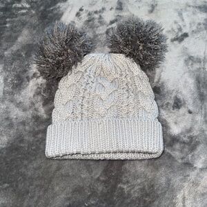 Cozy Gray Knit Pom-Pom Hat